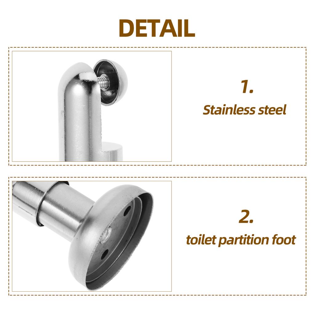 4pcs Stainless Steel Toilet Partition Foot Durable Bathroom Hardware Support Restroom Partition Bracket Public Sanitary Room