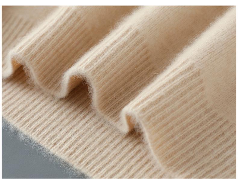 Men's 100% Pure Wool Half-High Collar Thick Knit Pullover Sweater