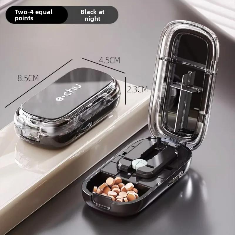 Adjustable Quartering Pill Cutter Storage Box Portable Drug Tablet Medicine Dustproof Divider Organizer Crusher Pill Cutter