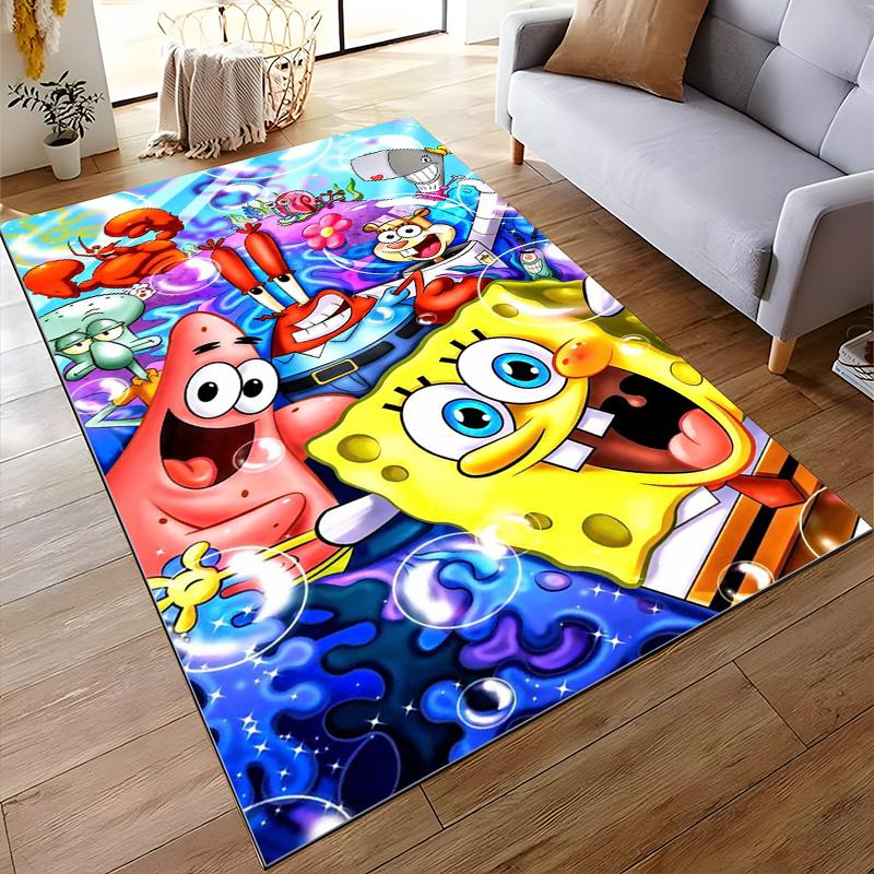 Cartoon Underwater Party Rug with Colorful Characters Suitable for Use As an Anti-slip Game Mat for Living Room and Bedroom Sofas