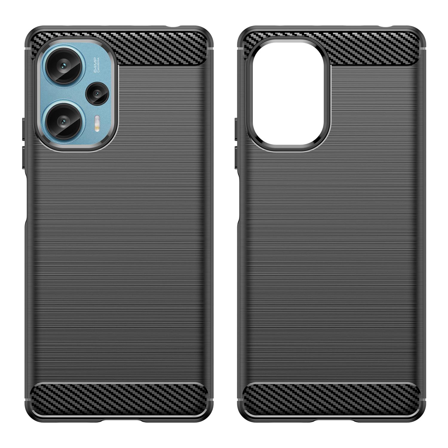 

For Xiaomi Redmi Note 12 Turbo/Poco F5 5G Carbon Fiber Texture Brushed Case Phone TPU Cover Black