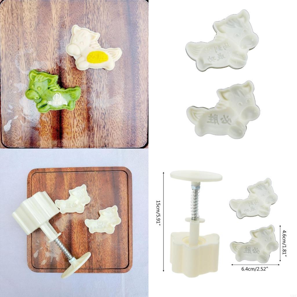 

50g Plastic Material Mooncake Molds Horse Shaped Mooncake Stamps DIY Baking Mooncake Accessories for Mid-Autumn Festival X3UC China Mainland