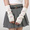 Botvotee Y2K Bow Fingerless Gloves Women - Long Knit Arm Warmers Slouchy Sleeves Edgy Cute Winter Warm Hands Free Gloves