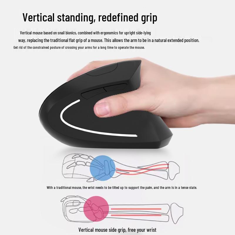 Wireless High-Comfort Ergonomic Vertical Bluetooth Mouse with Innovative Design and Durability