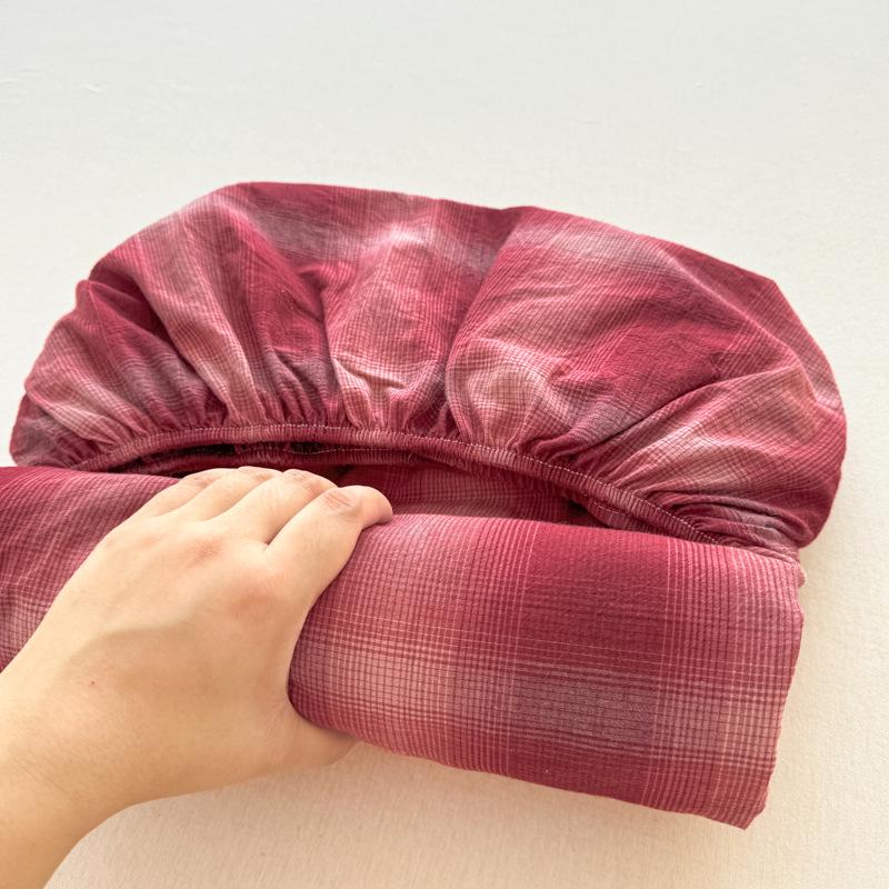 Pure Cotton Yarn-Dyed Washed Fitted Sheet: Non-Slip, Dustproof, Skin-Friendly Mattress Protector 3-Piece Set.