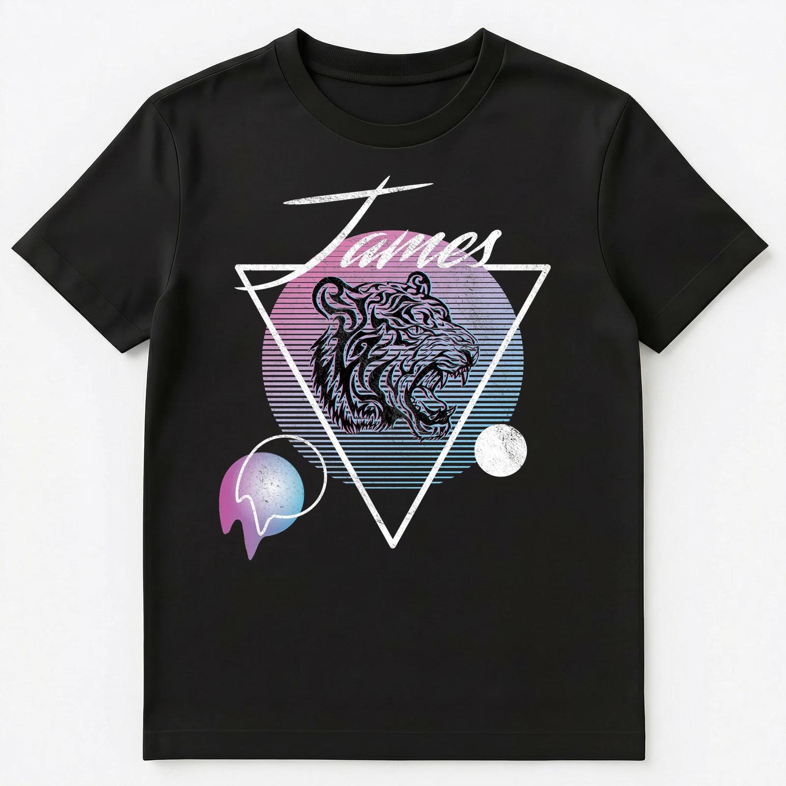 James Name Retro Vaporwave Aesthetic Art Style Tiger Unisex T-Shirt S