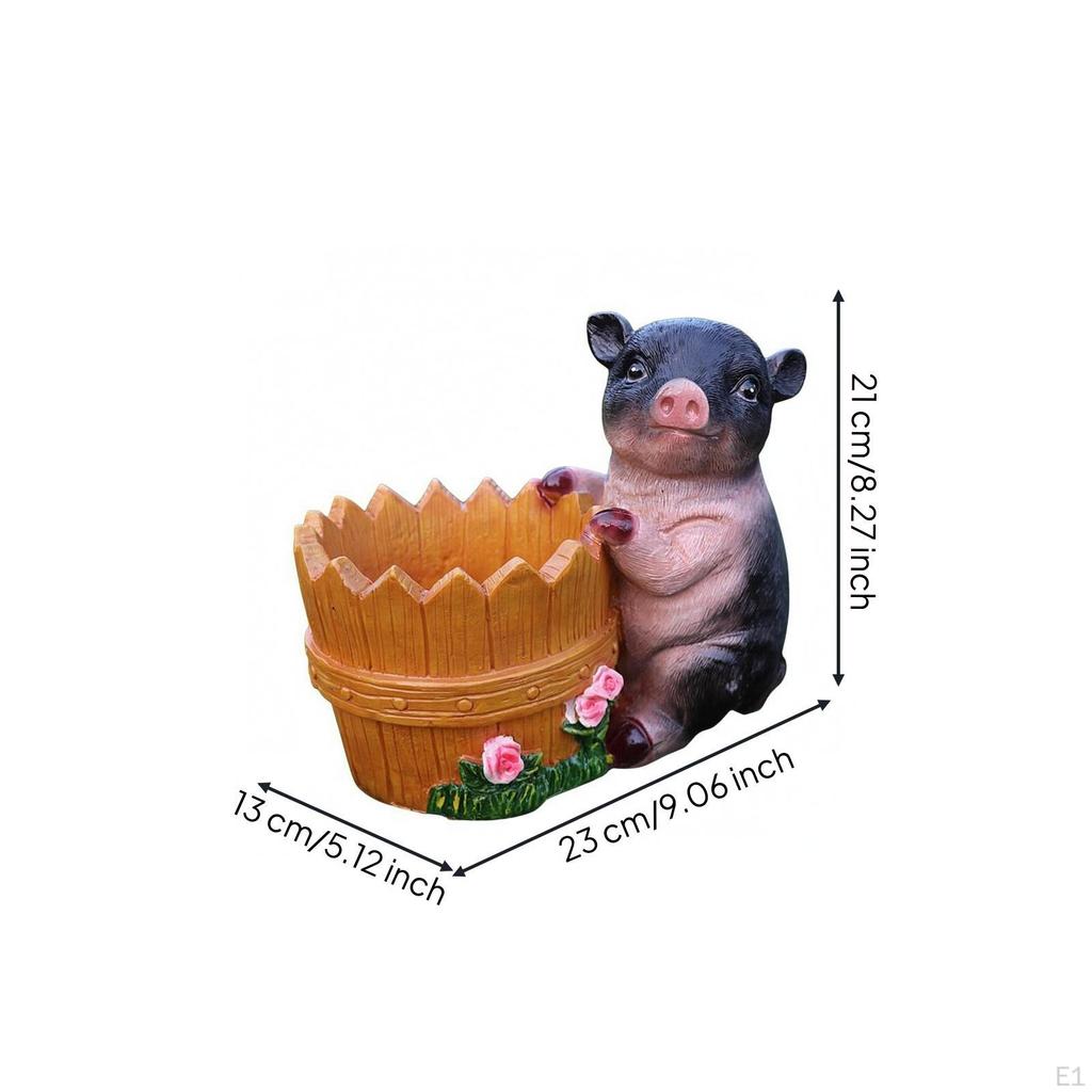 Pig Ornament Handpainted Swine Statue Molded Resin Figurine for Courtyard, Park, Window Display