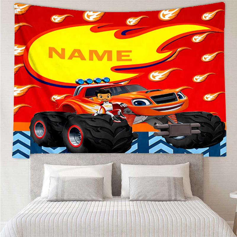 Custom Name Truck Print Tapestry, Backdrop, Easy Setup, Ideal for Bedroom, Office & Living Room, with Aesthetic Wall Hanging Decor.