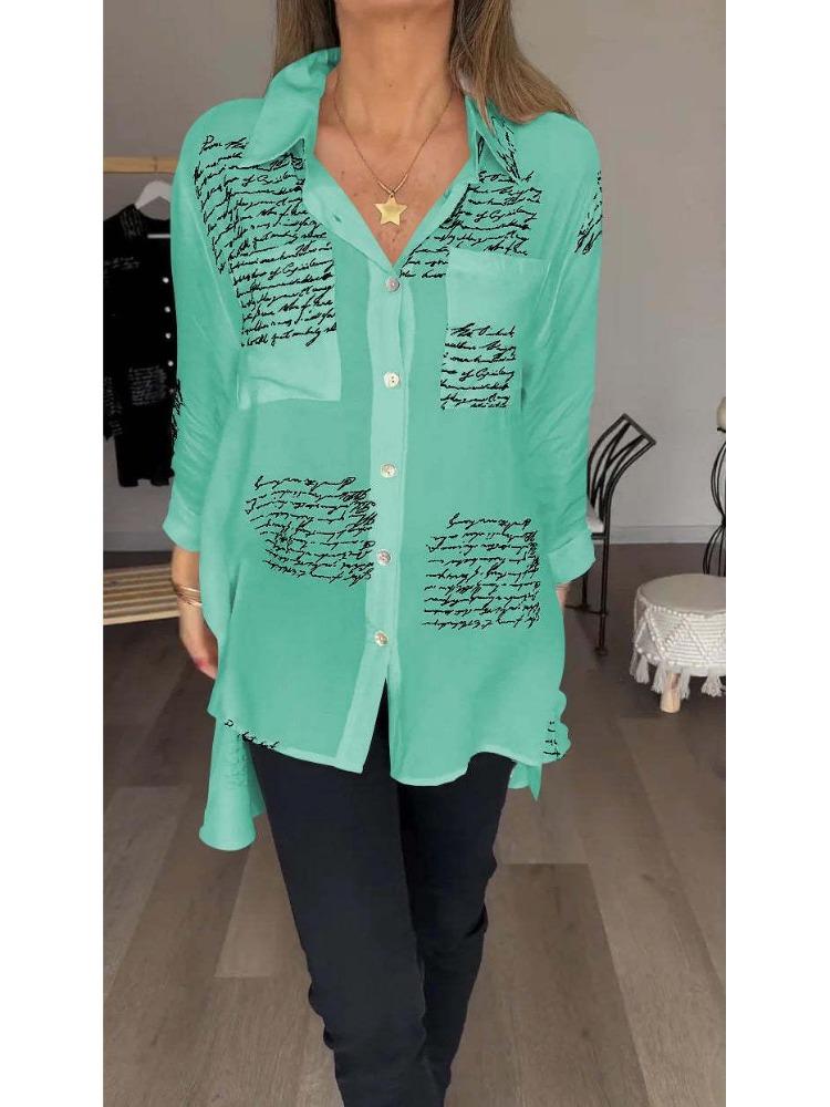 Womens Fashion Loose Swallowtail Shirt Sexy Print Spring Summer European American Style