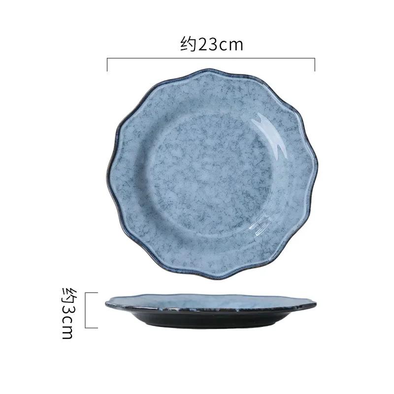Retro Solid Color Ceramic Plate Creative Restaurants Dessert Fruits Plate Home Delicious Dishes Dining Plates Unique Tableware