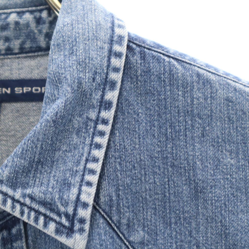 RALPH LAUREN SPORT Long sleeve denim Western shirt 7 Indigo blue Women Used