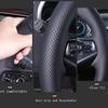Hand Stitched black white Genuine Leather suede car Steering Wheel Cover For Tesla Model 3 2015-2021 Model Y 2019-2021