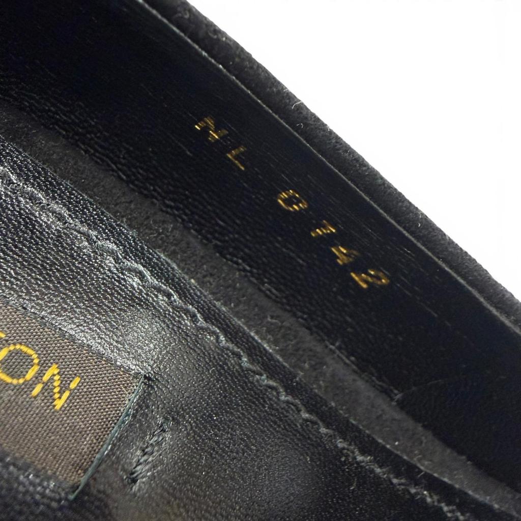 Great LOUIS VUITTON pumps LV Metal Ribbon Rhinestone Suede Leather black 35.5 Used