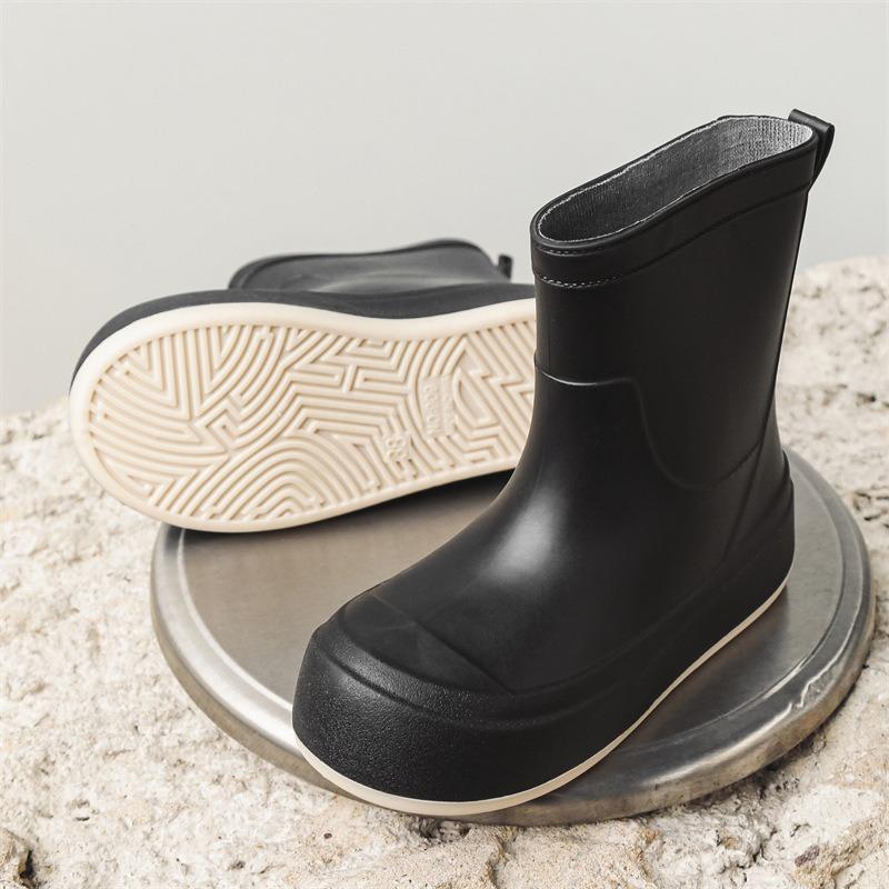 Women Rain Boots Spring Autumn Waterproof Anti-slip Overshoes Outdoor Thick Sole Platform Ankle Gumboots PVC Wellies for Women