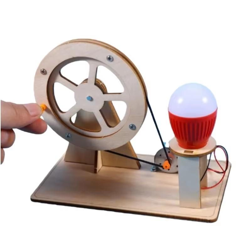 STEAM Hand Crank Generator DIY Science Kit Wooden Physics Educational Electricity Renewable Energy Experiments Learning Creative