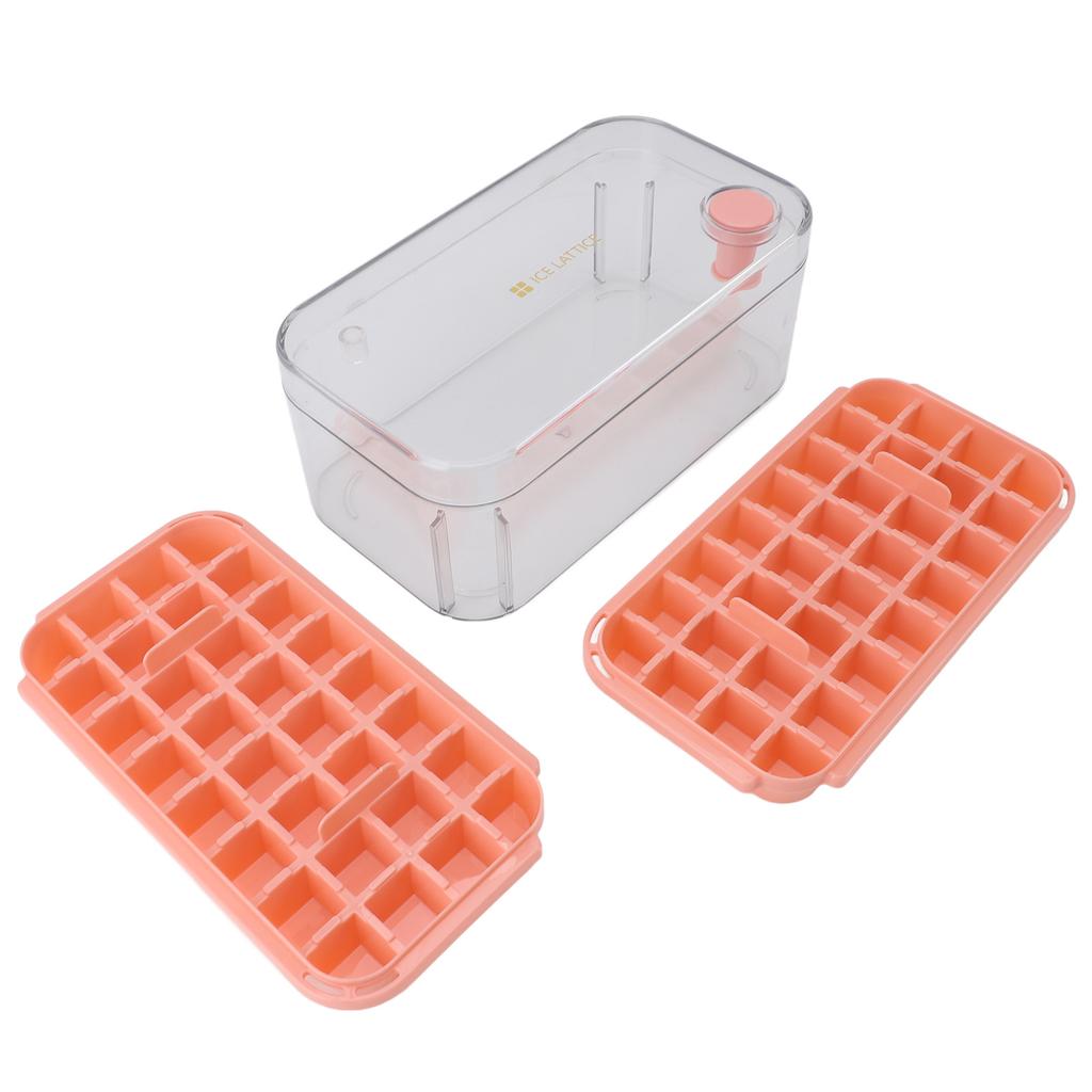  s Tray Easy Release 64 Grids Large Capacity 2 Layer Ice Maker Mould with Lid Bin Scoop for Cocktail Coffee