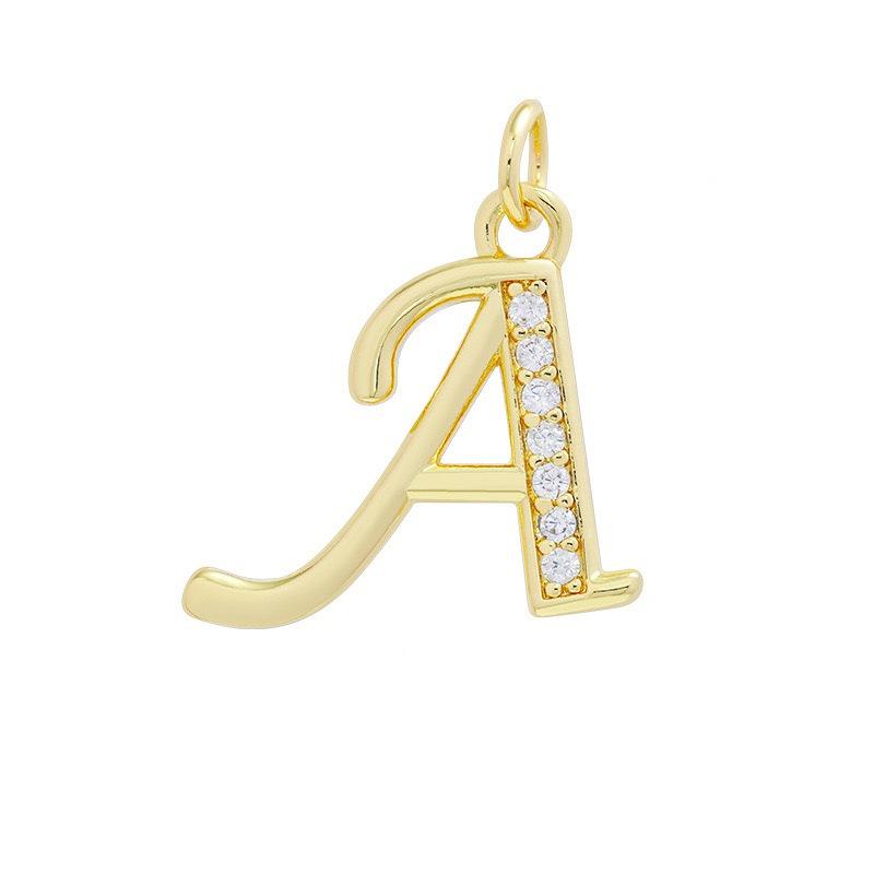 Европейское и американское позолоченное медное циркониевое буквенное колье - Высококачественный DIY аксессуар для ювелирных изделий