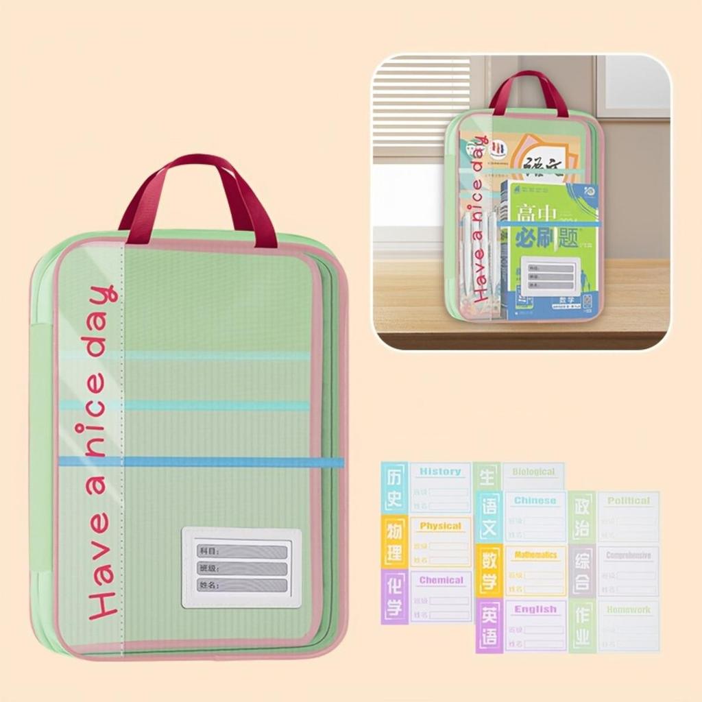 Large Capacity Waterproof Handheld Study Bag Elementary School Subject Test Paper Storage Bag Transparent Exam Pouch