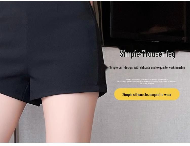 Women's Black High-Waisted Slimming Autumn Sports Shorts