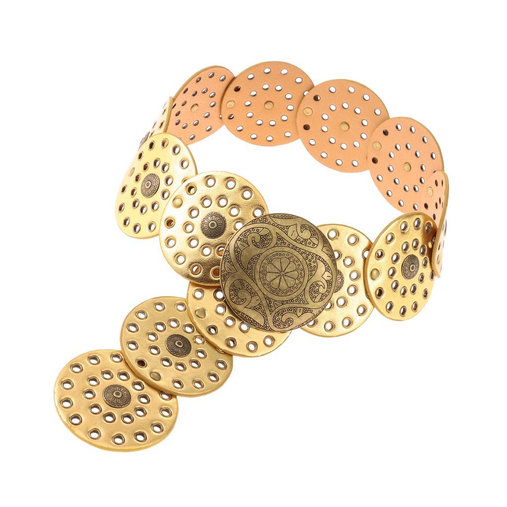 Exaggerated Cowboy Hollow Belt Y2K Wide Disc Belt Cowboy Wide Disc Belt Disc Belt  for Women