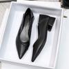 Pointed Head, Shallow Mouth, Low Heel Women's Single Shoes Are Not Tired of Standing for a Long Time, Work Shoes, Black Women's Professional Work 
