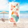 1pc Cute Cat Microfiber Beach Towel Scarf - Lightweight, Quick-Dry, Absorbent Travel Accessory with Vibrant Watercolor Design