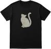 Vintage Cat Silhouette T-Shirt – Book Text Design – Unisex Black Tee for Cat Lovers & Readers – Sizes S-XXL