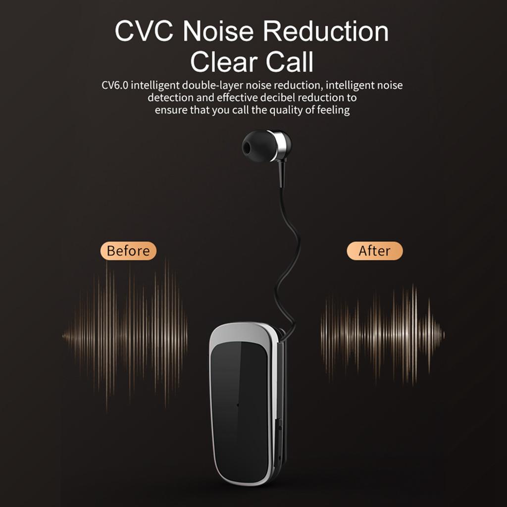 K52 Wireless Business BT Headset In Ear Retractable Earphone Hands Free Sport Driver Earphone Telescopic Clip On Stereo
