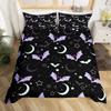 Spooky Dark Bats Duvet Cover Halloween Decoration Glitter Stars Moon Galaxy Bedding Set Cartoon Bat Gothic Comforter Cover Queen