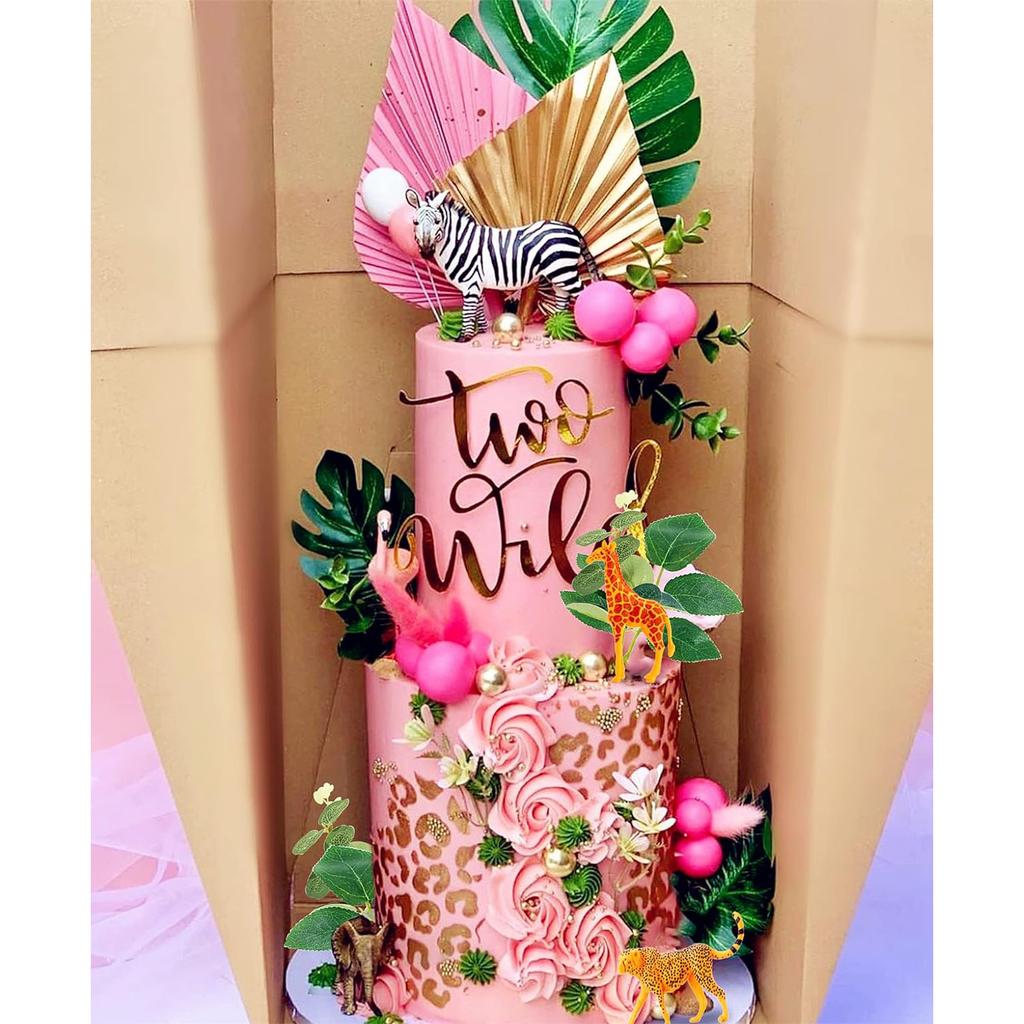 Flamingo Cake Decoration Palm Leaves Cake Topper Gold Pink Balls Cake Decor Rose Cake Topper Flamingo Tropical Party Supplies