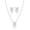 ZAKOL 2 Pcs Simple Marquise Zircon Pearl Stud Earrings Necklace Jewelry Sets for Women Charm Jewelry Gift
