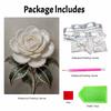DIY Framed Pearl Painting Kit White Rose Flower Botanical Plant Sparkling Bead Canvas Creative Craft Gift for Women Adults