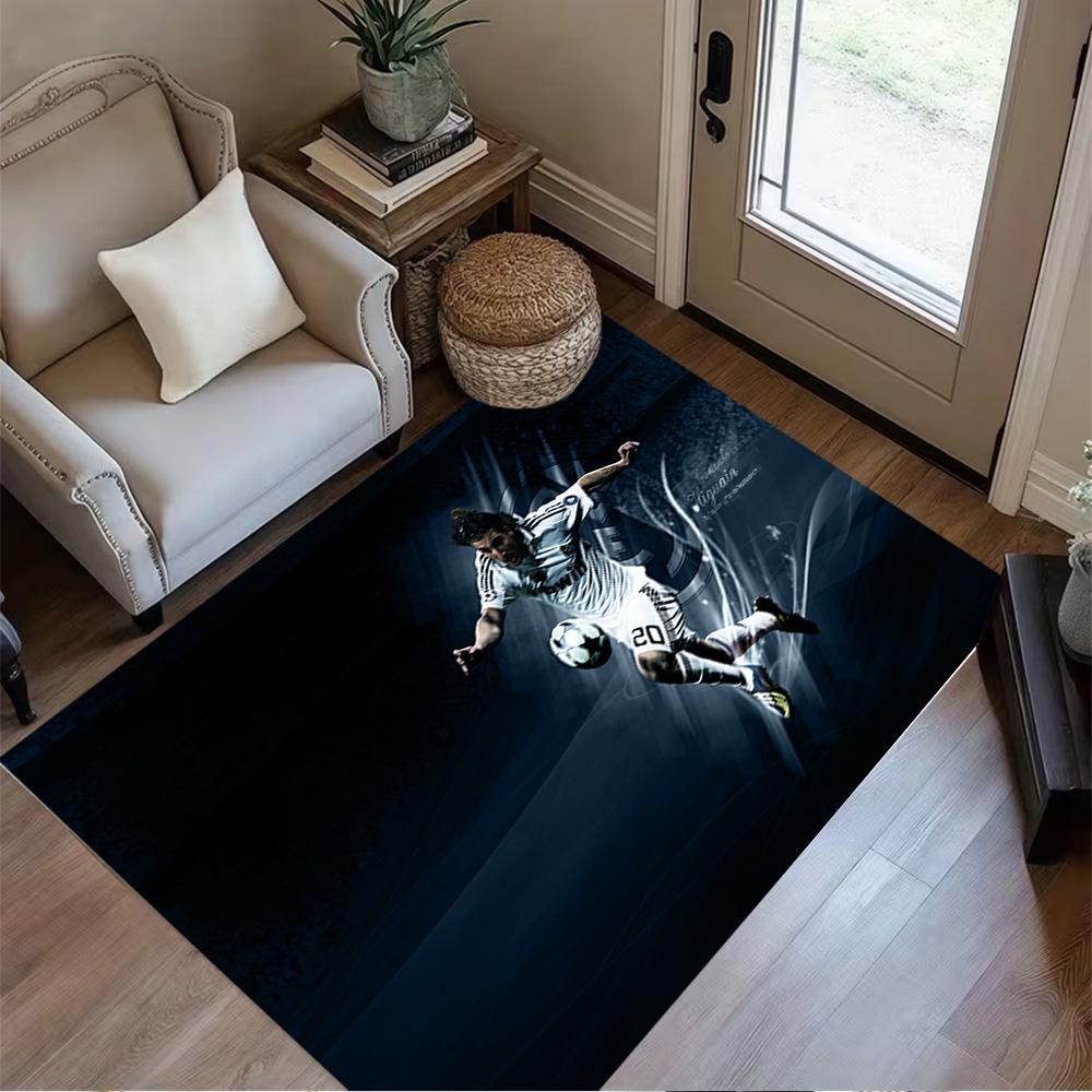 Soccer Player Action Floor Rug Office Rug Perfect for Foyer Entryway Study Room Dormitory Antislip Carpet Office Home Decor Gift for Festivals