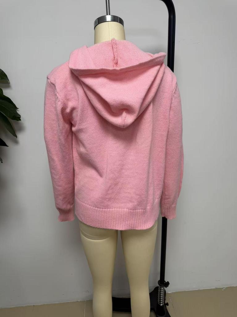 2026 Women's Button Knit Hooded Cardigan - Casual Solid Color Jacket for Autumn & Winter