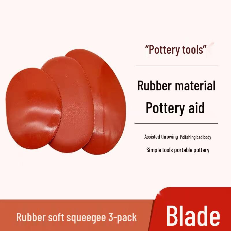 3-Piece Ceramic Rubber Scraper Set for Leather Trimming, Polishing, and Clay Sculpture