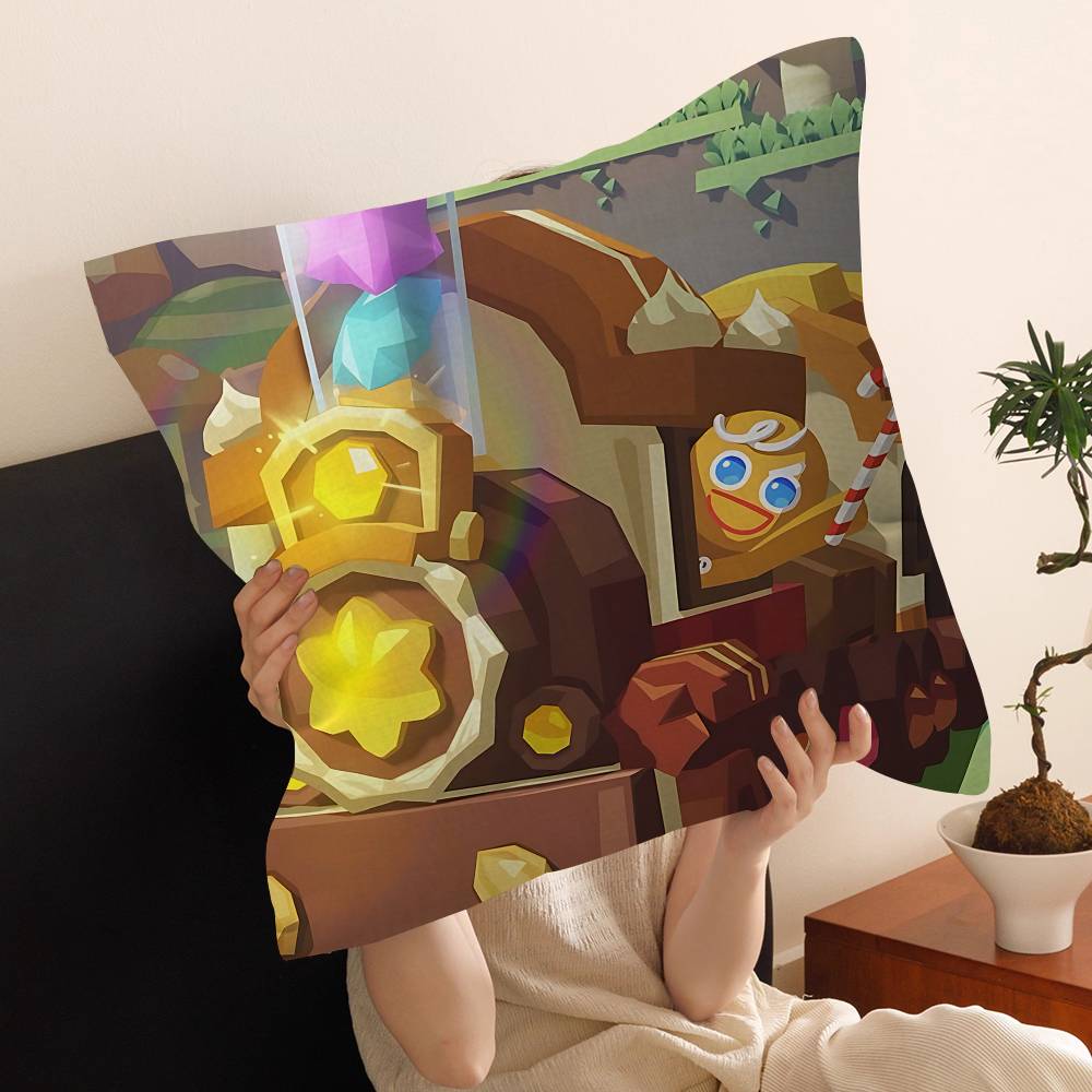 C-Cookie R-Run K-Kingdom Pillow Covers Cartoon Sofa Decorative Home Double-Sided Printing Short Plush Cute Cushion Cover