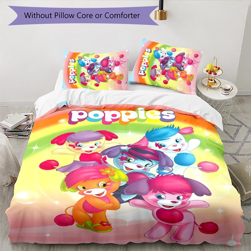 Popples 3pcs Bedding Set Duvet Cover Closure Includes 1 Duvet Cover & 2 Pillowcases for All Seasons Bedroom Home Dorm Decor