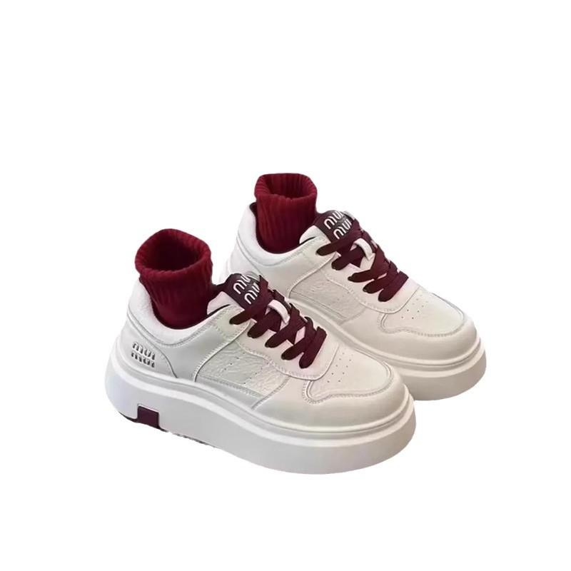 European version of thick-soled leather little white shoes women's 2025 autumn new heightening board shoes, lightweight and versatile sports and leis