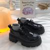 Black Thick Heel Heightened Platform Versatile Small Leather Shoes Women's 2025 Spring and Autumn Retro British Single Shoes Loafers