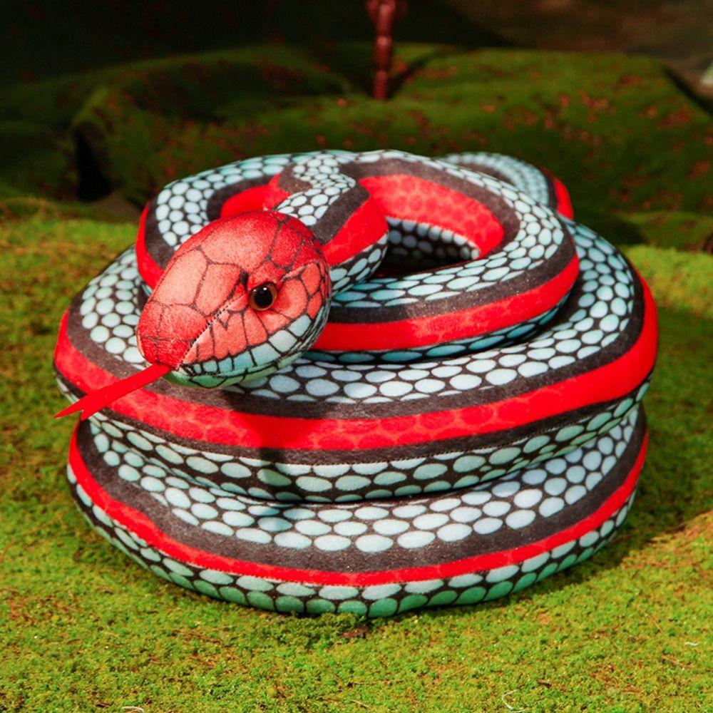 Green/Red Snake Plushie Doll Soft Stuffed Wild Animal Simulation Snakes Plush Toy Home Decor