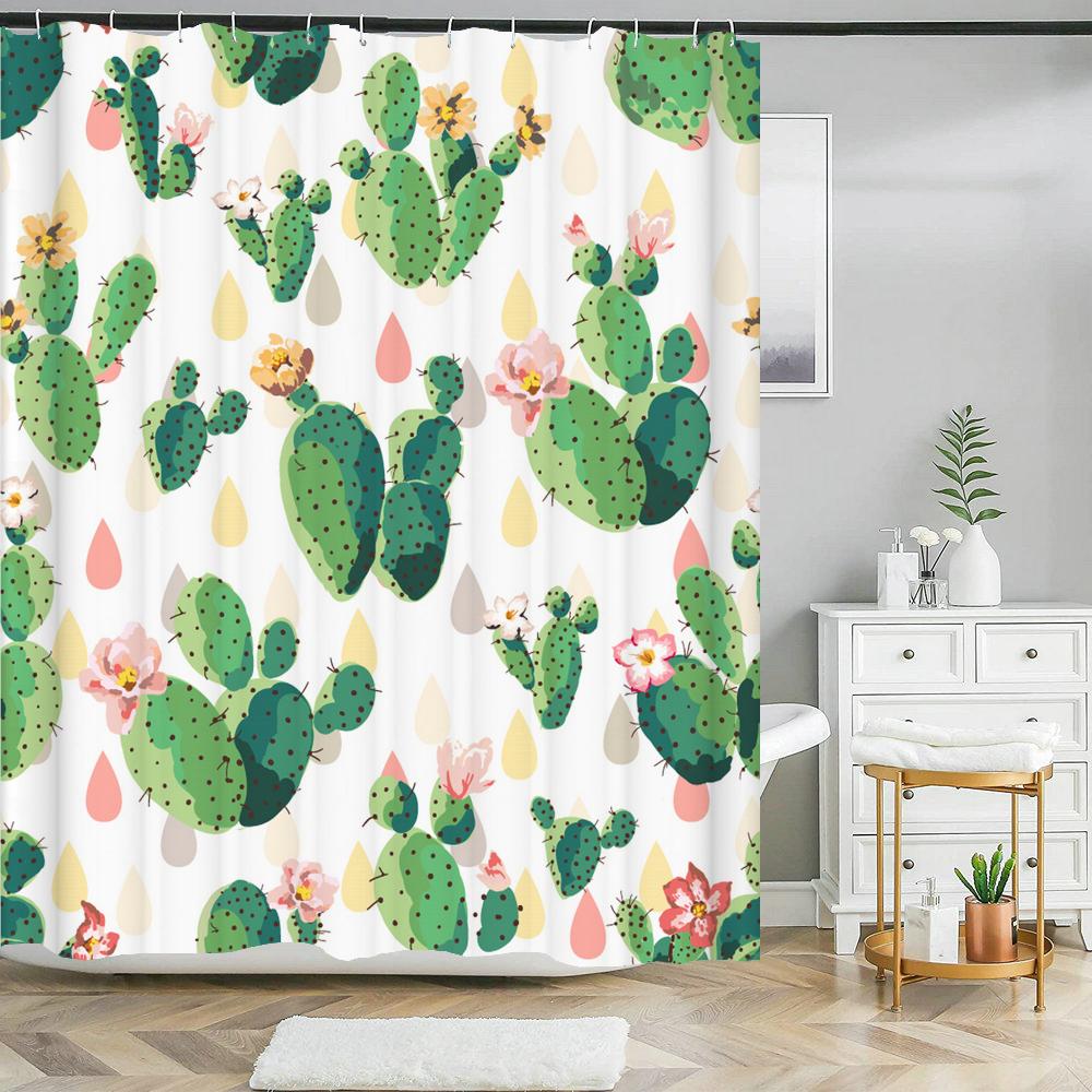 High Quality Green Plant leaves Fabric Shower Curtain Waterproof Monstera leaf Bath Curtains for Bathroom Decor with Hooks