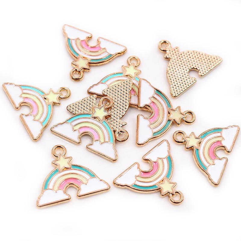 8pcs/lot Sunflower Rainbow Enamel Metal Charms Pendant for DIY Necklace Bracelet Jewelry Making Findings Supplies