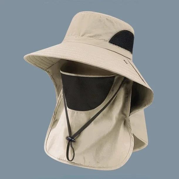 Chapeau de soleil d'été avec protection UV pour homme et femme, casquette de chasse, de pêche, de randonnée, de camping, visière, chapeau seau, rabat de cou, chapeau de pêcheur