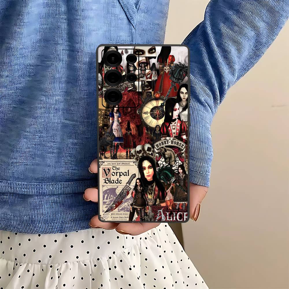 

Horror Game A-Alice M-Madness R-Returns Phone Case For Samsung S 24 Fe 25 Ultra Plus 20 Lite 21 30 22 23 24 22 Ultra 5G Fundas Samsung S20 5G