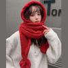 Women's Winter Hat Scarf Set Thermal Wool Pom Beanie&balaclava For Extreme Cold Versatile Hat With Attached Scarf Knitted Hat