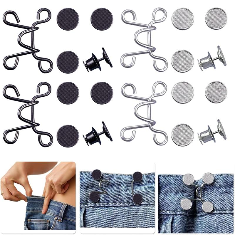 2~8Sets Adjustable Jeans Button Pant Waist Tightener,Detachable Decor Waist Buckle, No Sew and No Tools Button Pins for Jeans