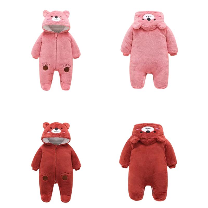 Winter Dicke Strampler Baby Langarm Overall Herbst Winter Jungen Mädchen Strampler Mit Kapuze Warme Tuch