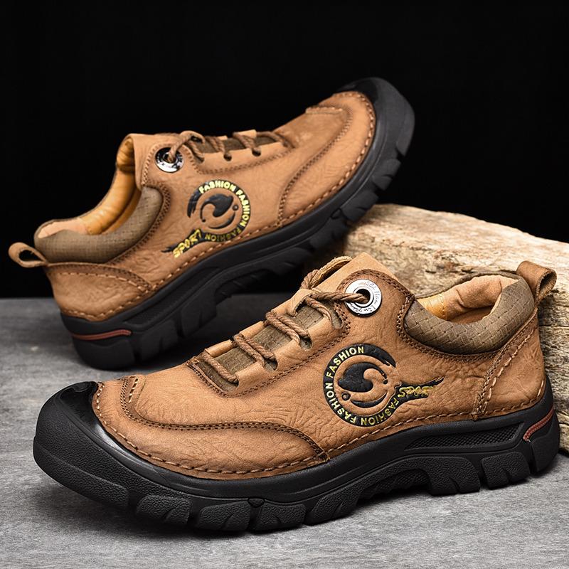 Autumn Winter Men's Trekking Sneakers Comfortable Leather Hiking Shoes For Men Climbing Shoes Outdoor Non-slip Walking Shoes Men
