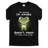 European Sizes Men's Funny Angry Frog Graphic T-Shirt - "Just Because I'm Awake" Humor Design, Moisture-Wicking Breathable Fabric