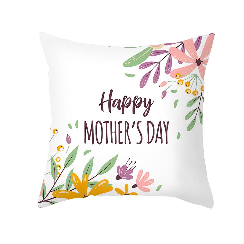 New Mother's Day Printed Pillow Cover Peach Skin Home Sofa Decoration Pillow Bedroom Cushion Pillow Cover